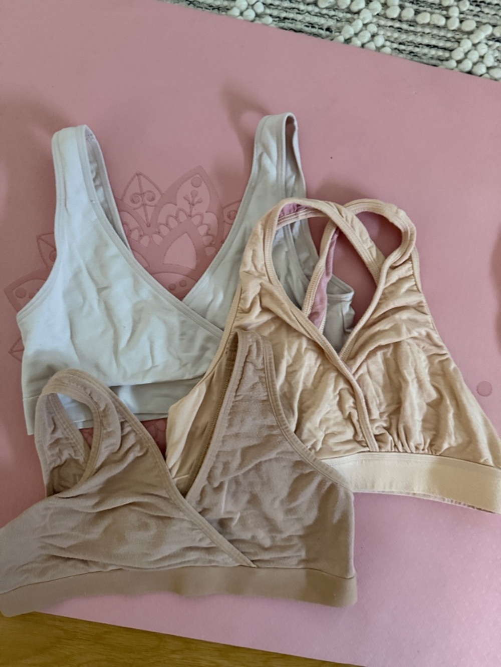 GAP, SW, Auden Wireless Bralette Trio in Nude, Light Pink & Cream